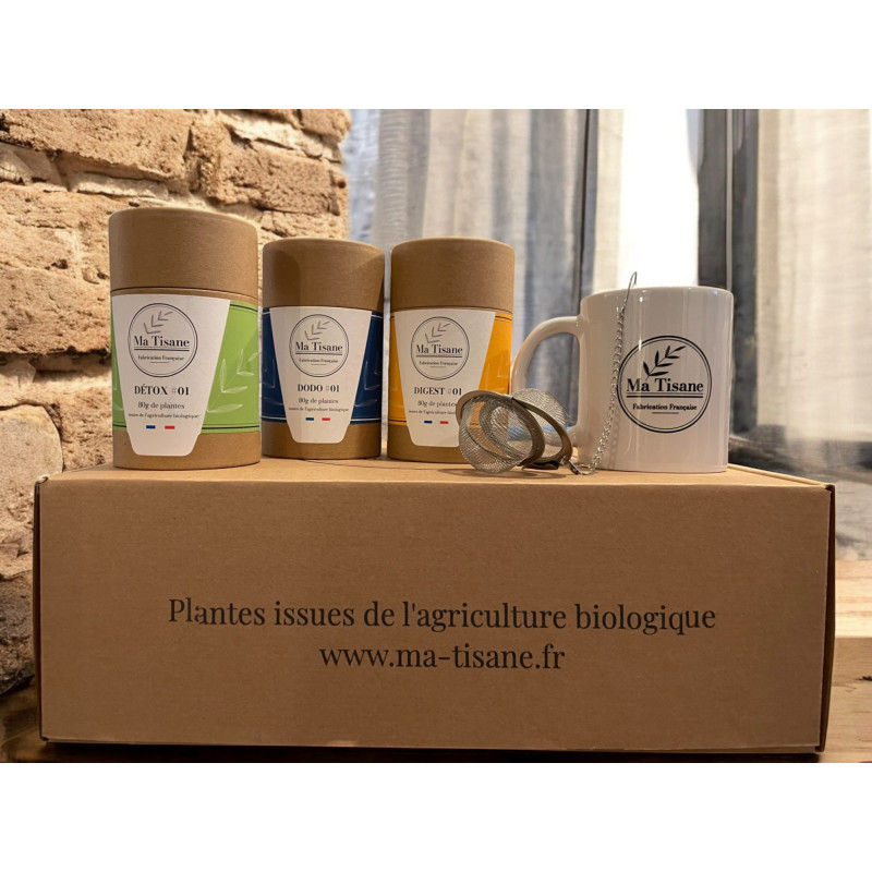 Coffret Ma Tisane - 3 tisanes bio, mug et boule à thé | ma-tisane.fr